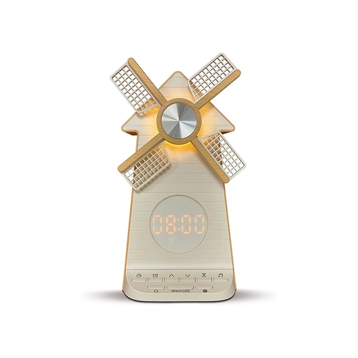 Luz de despertador giratoria con molino de viento